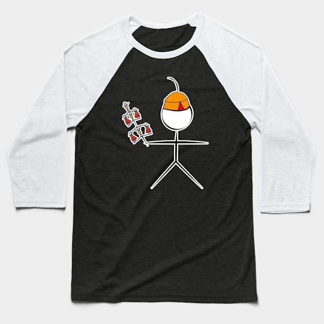 Madeira Island Young Boy Stick Figure inspired by Folklore Baseball T-Shirt by Donaby